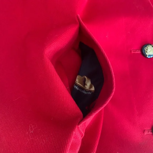 Lauren Ralph Lauren Medium Red Equestrian Style Coat with Black Collar Like New. - Picture 14 of 14